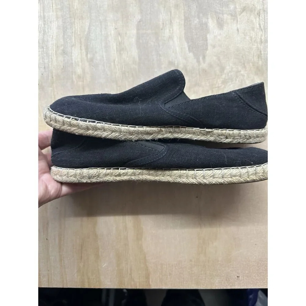 OluKai Kaula Pa'a Kapa Shoes Womens Size 8 Black Espadrille Slip On Canvas Flats